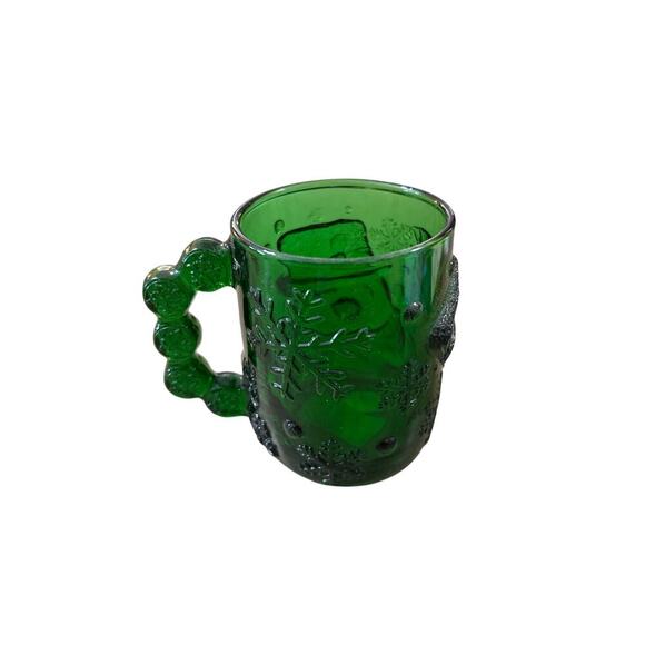 Vintage Arcoroc Emerald Green snowman glass mug cup France - Picture 3 of 6